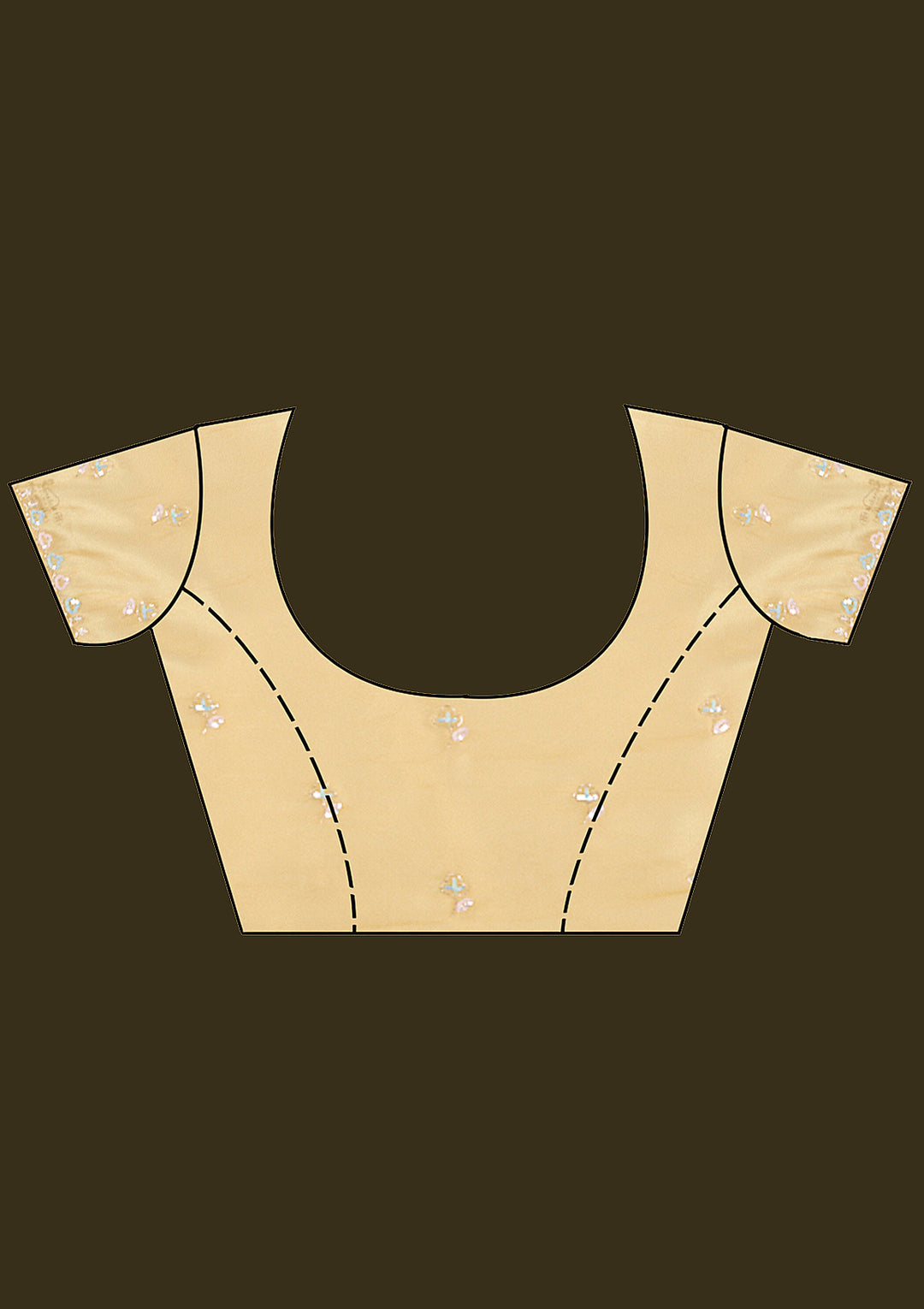 Gold Tissue Aariwork Saree With Matching Blouse Piece