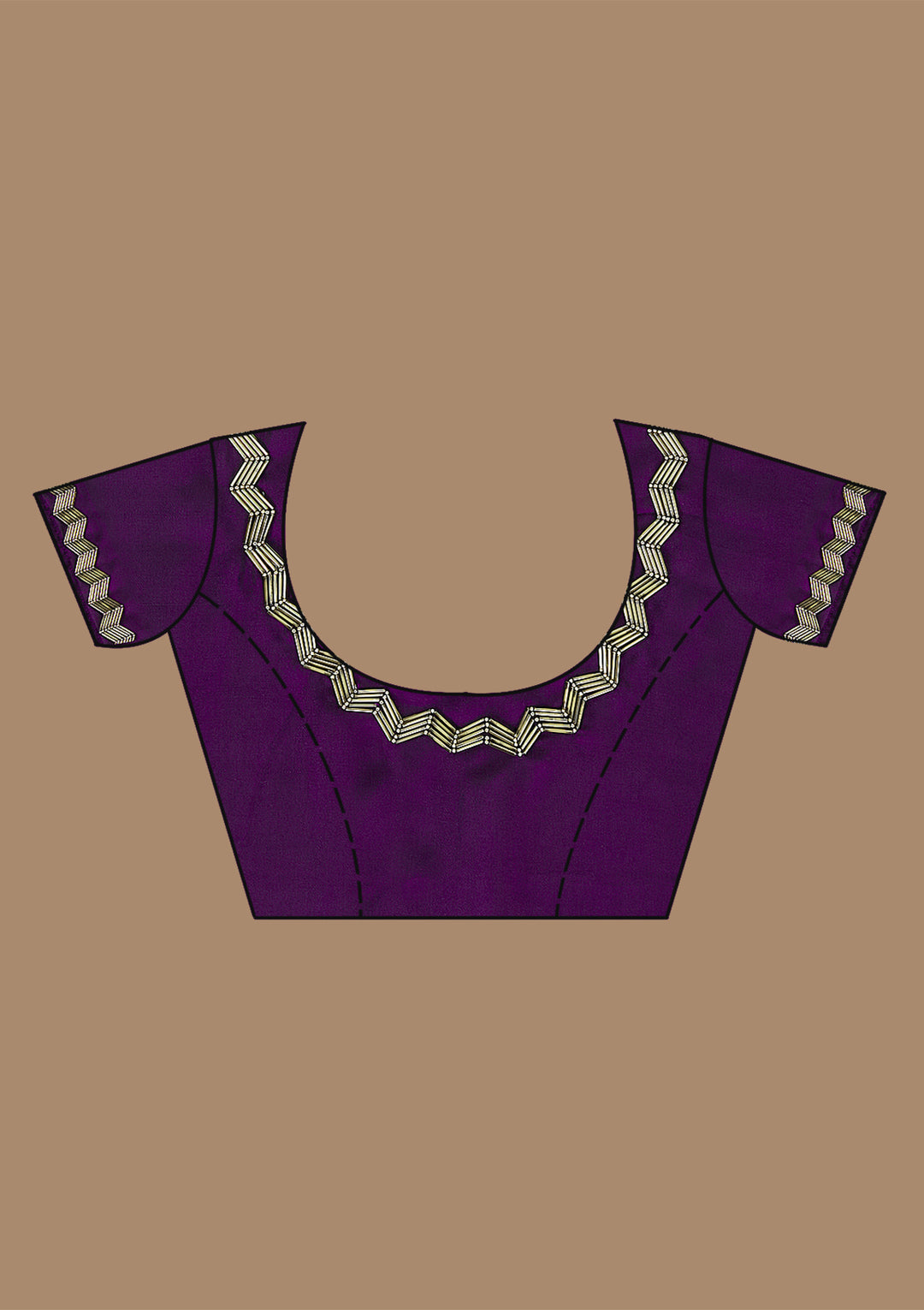 Purple Satin Cutdana Saree With Matching Blouse Piece