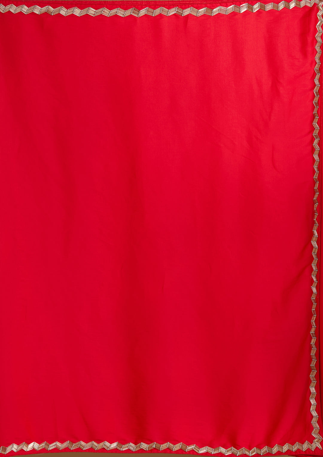Red Satin Cutdana Saree With Matching Blouse Piece