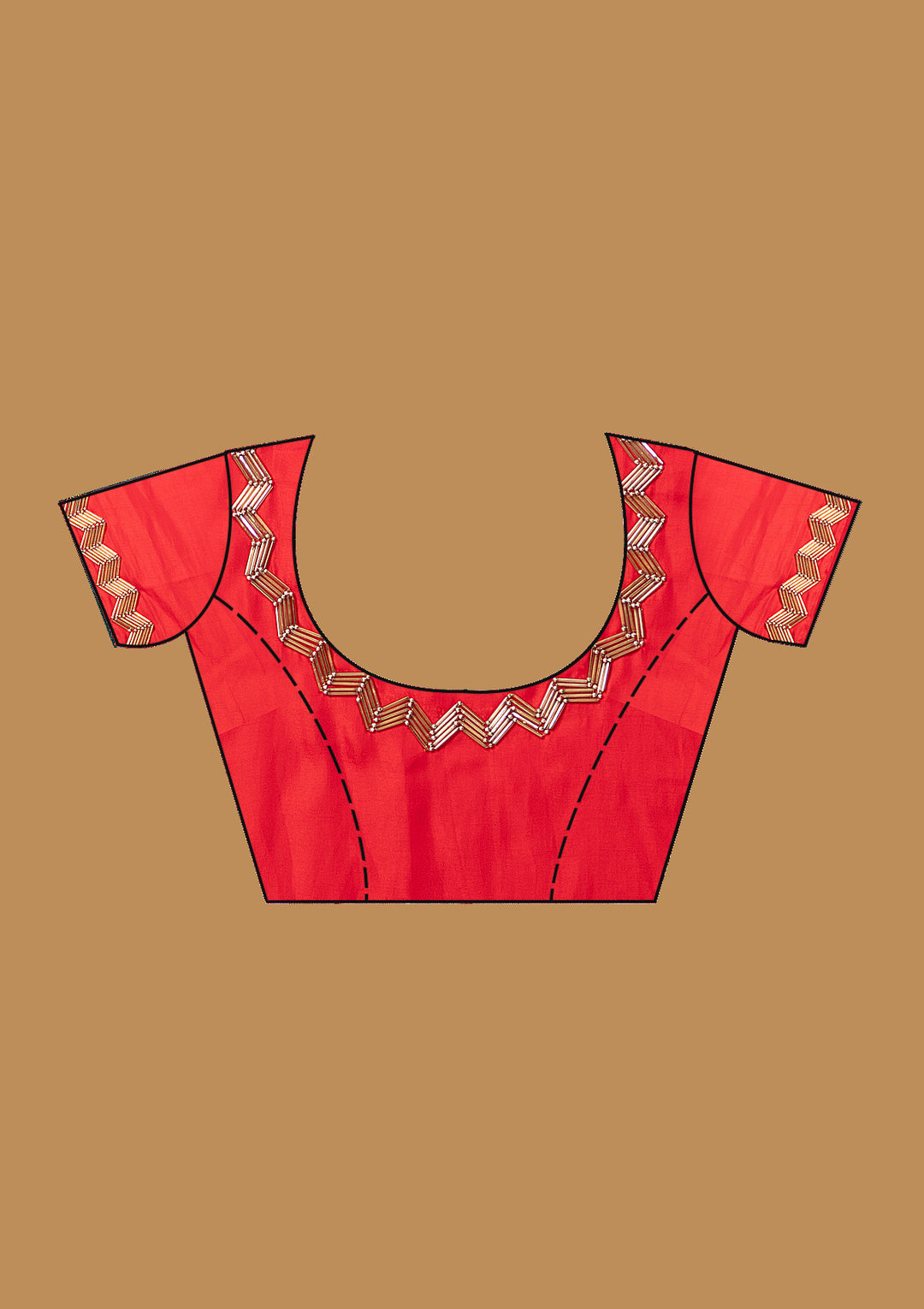 Red Satin Cutdana Saree With Matching Blouse Piece