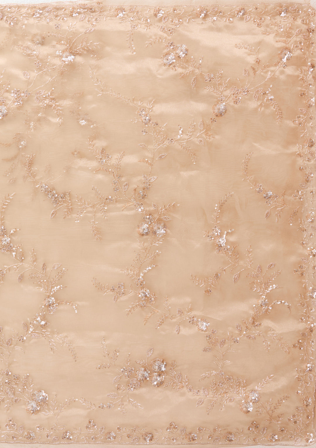 Beige Organza Cutdana Saree With Matching Blouse Piece
