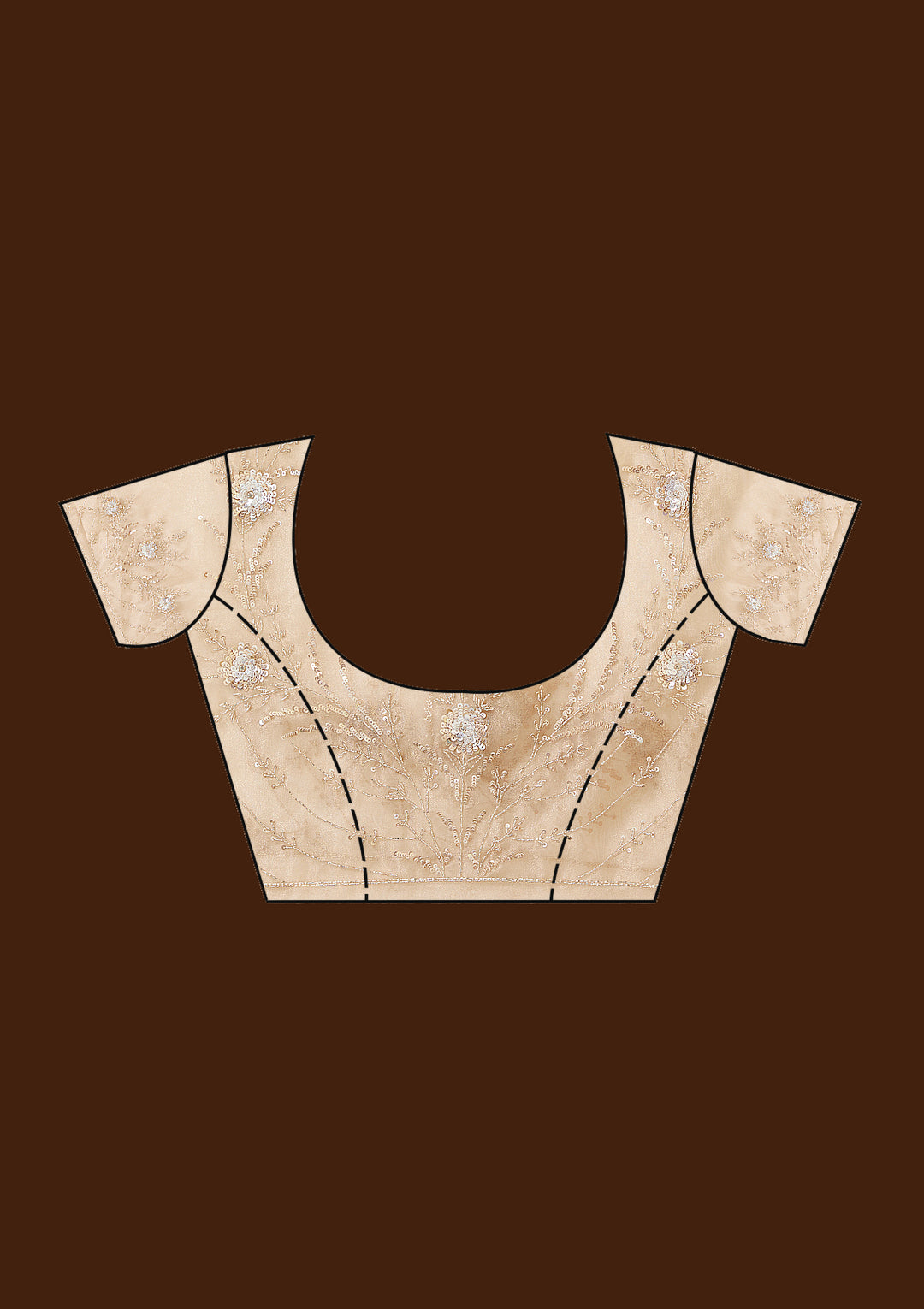 Beige Organza Cutdana Saree With Matching Blouse Piece