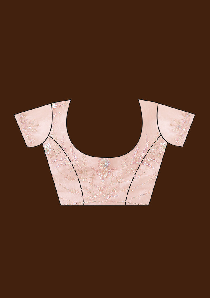 Pink Cutdana Organza Saree