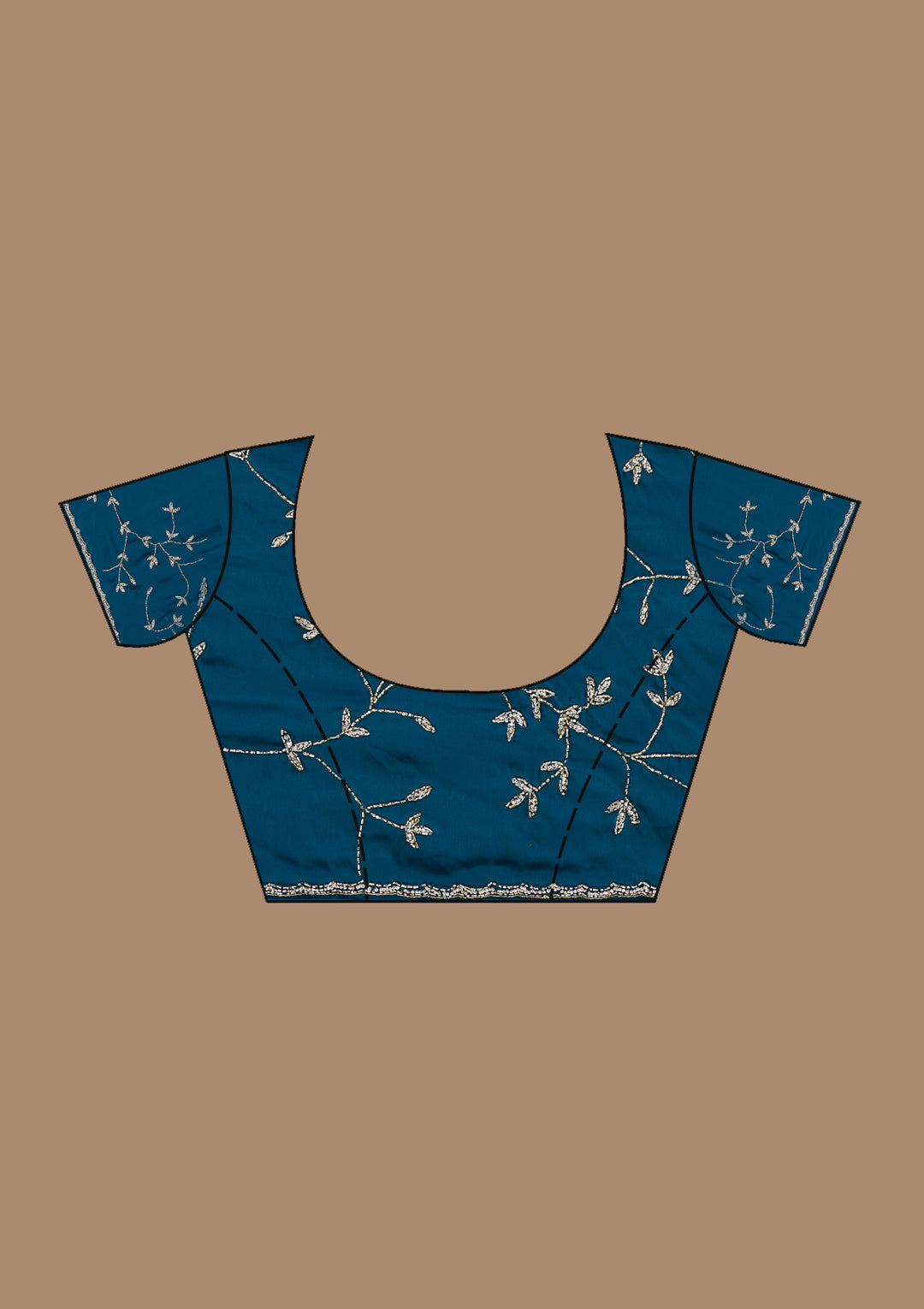 Peacock Blue Cutdana Satin Saree