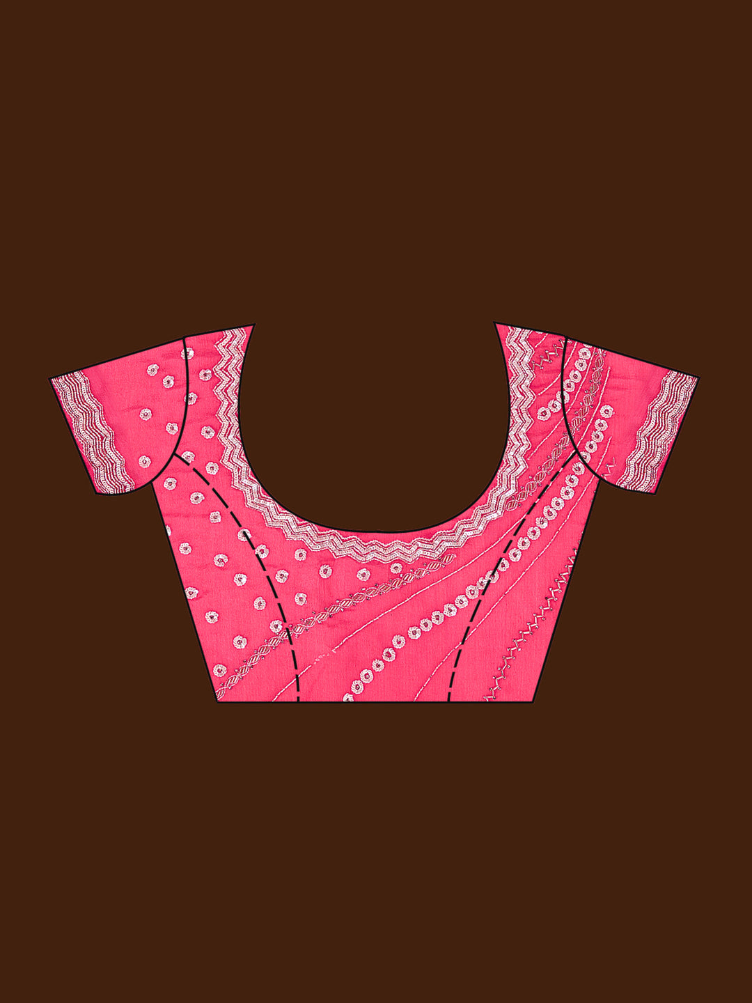 Rani Pink Aariwork Satin Saree