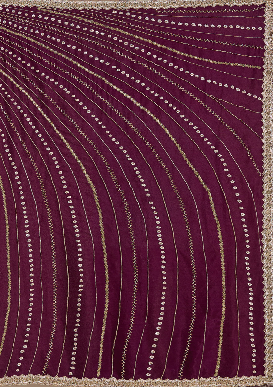 Wine Aariwork Satin Saree