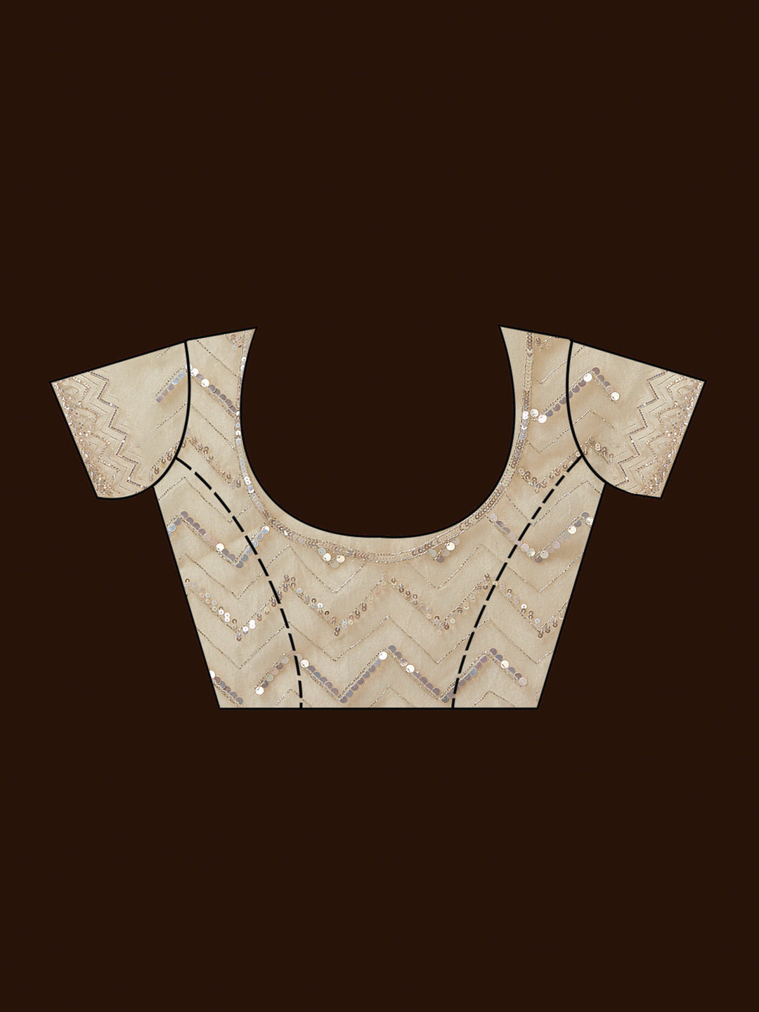 Beige Organza Sequins Saree With Matching Blouse Piece