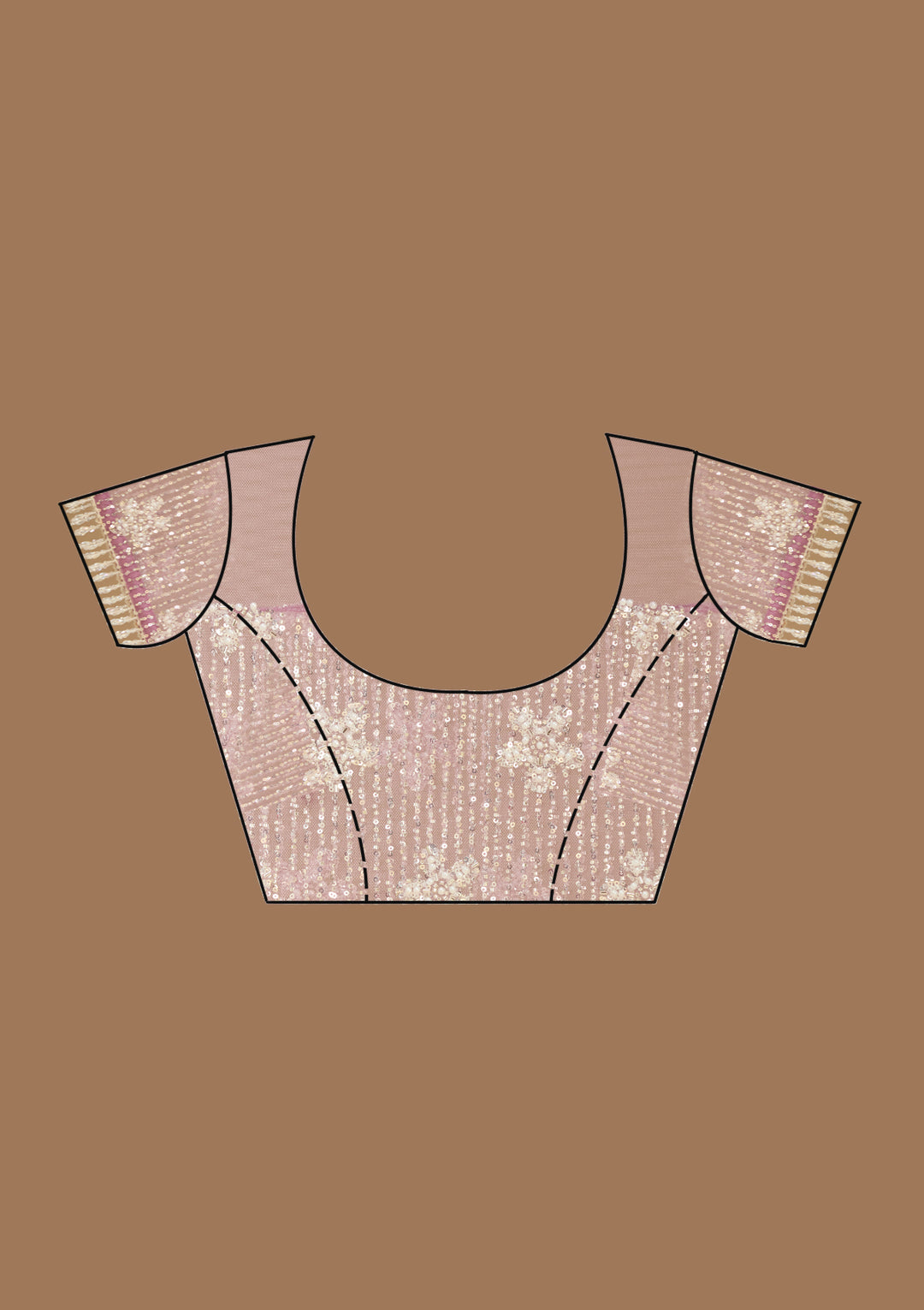 Pink Sequins Net Saree