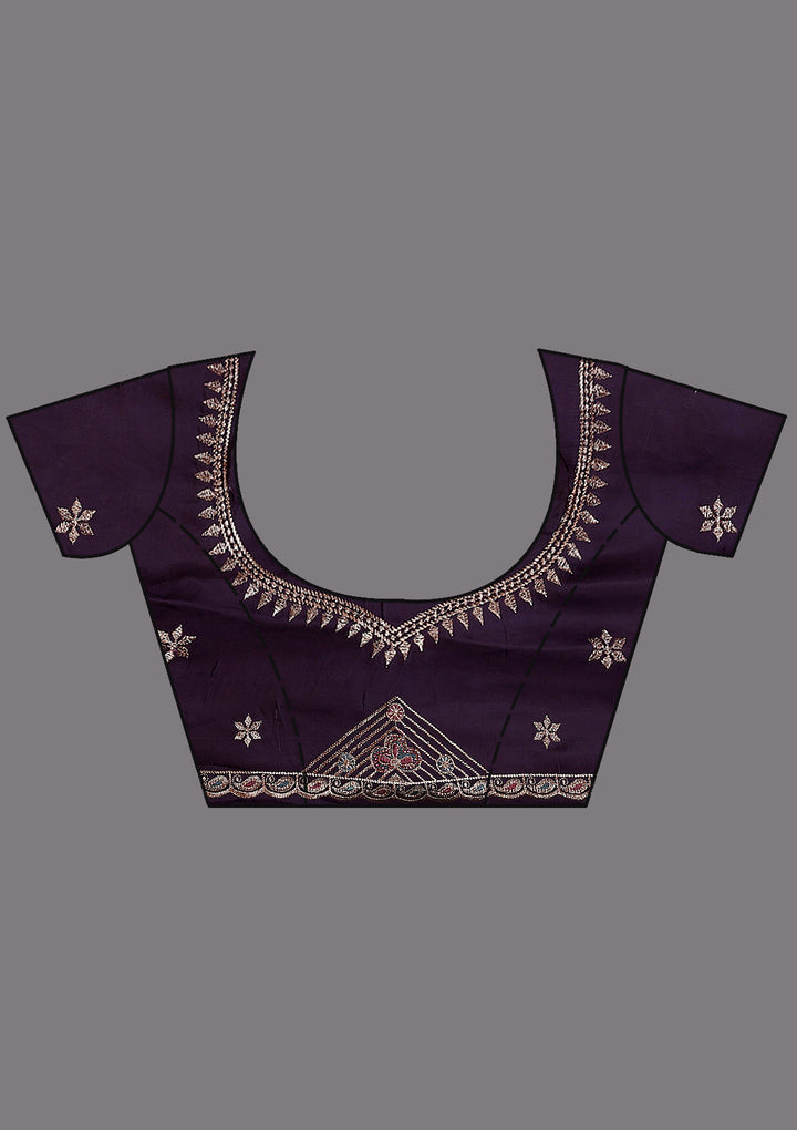 Purple Tissue Gold Stonework Saree With Matching Blouse Piece