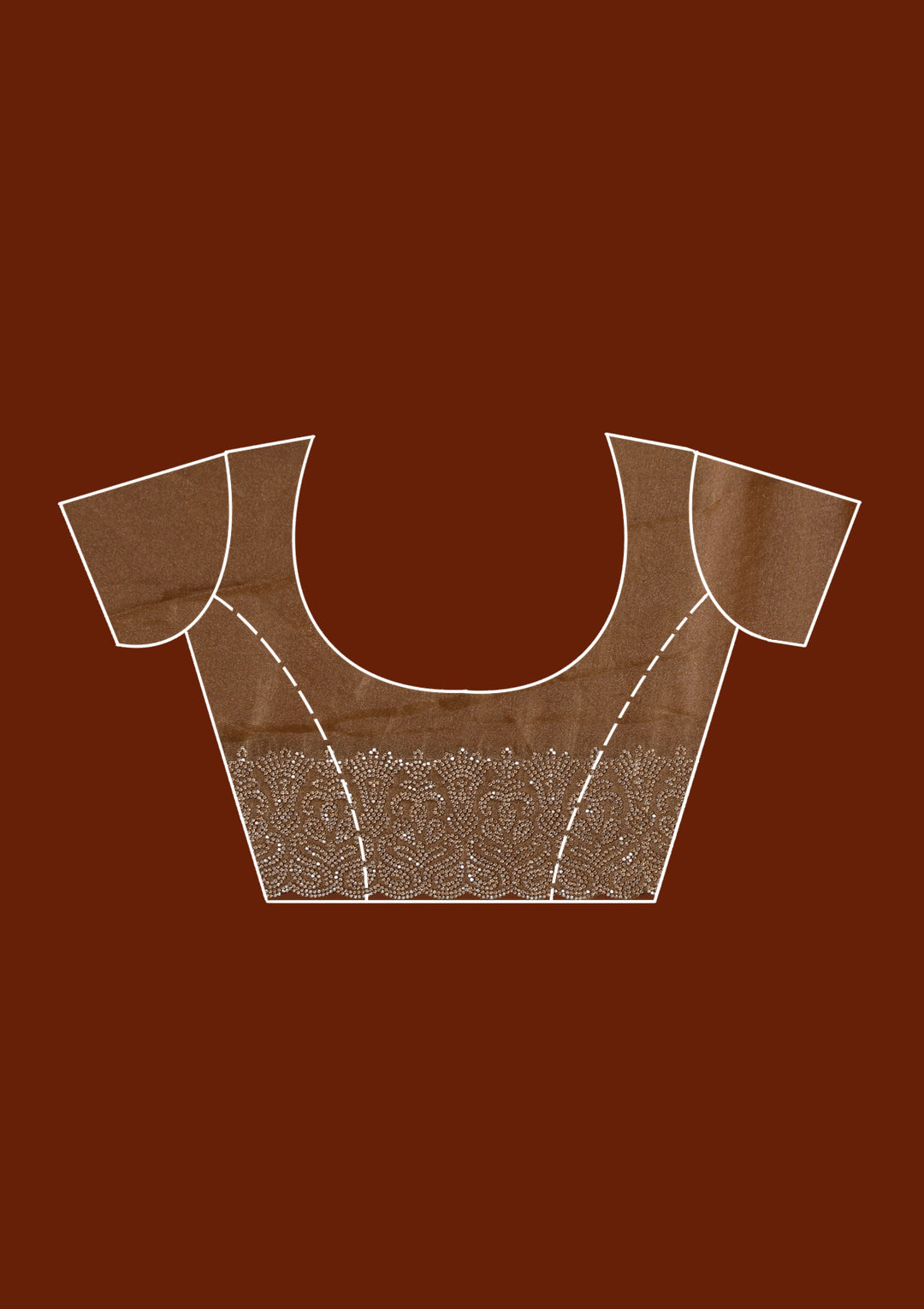 Brown Georgette Gold Zariwork Saree With Matching Blouse Piece