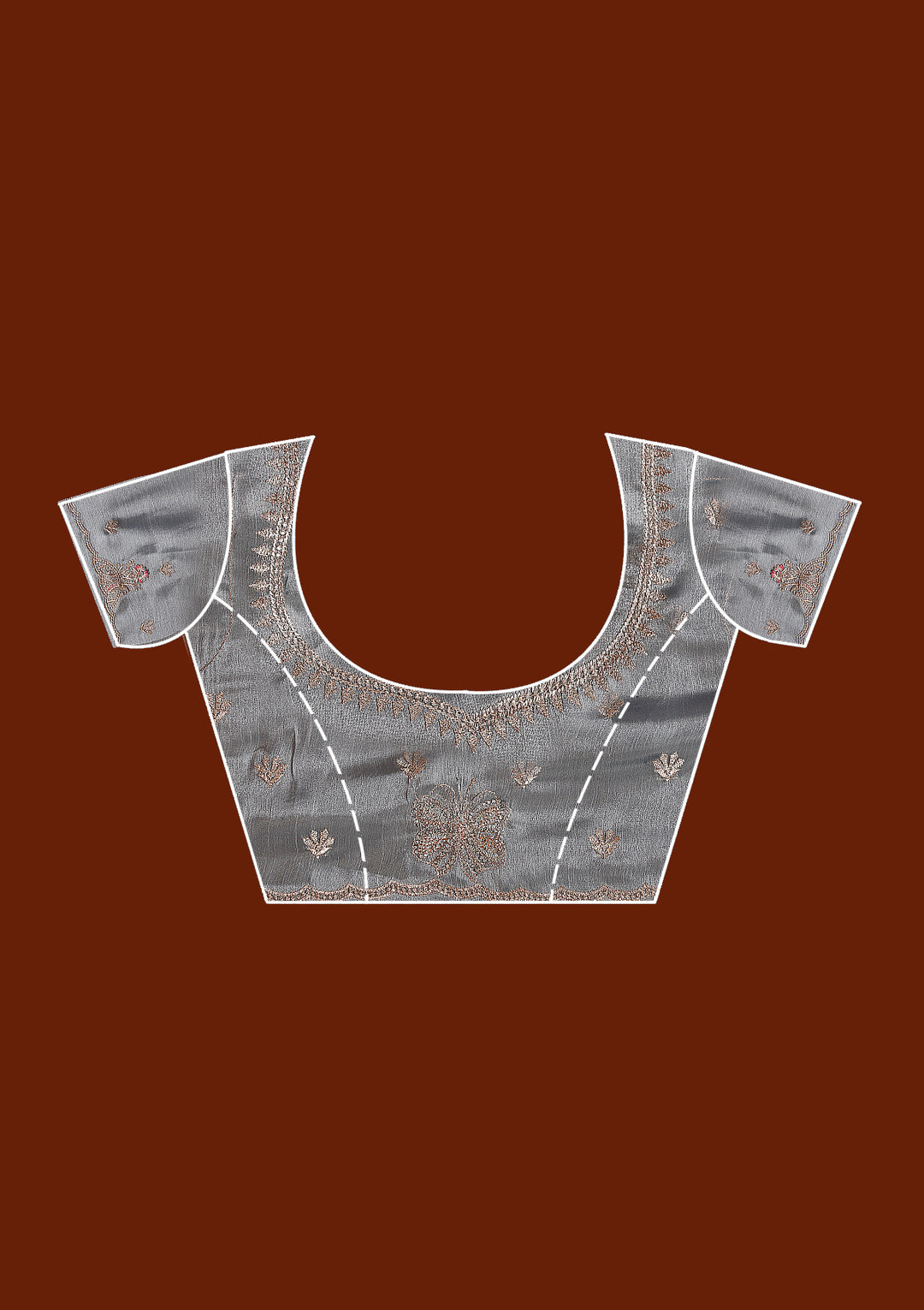 Grey Organza Gold Stonework Saree With Matching Blouse Piece