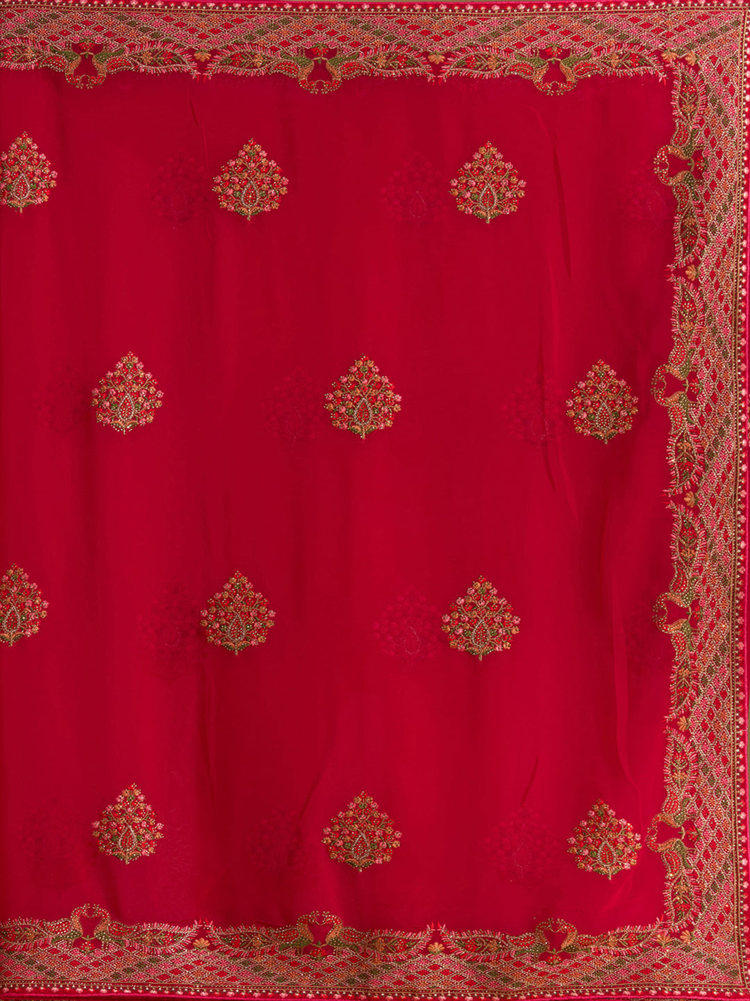 Rani Pink Kashmiri Georgette Saree