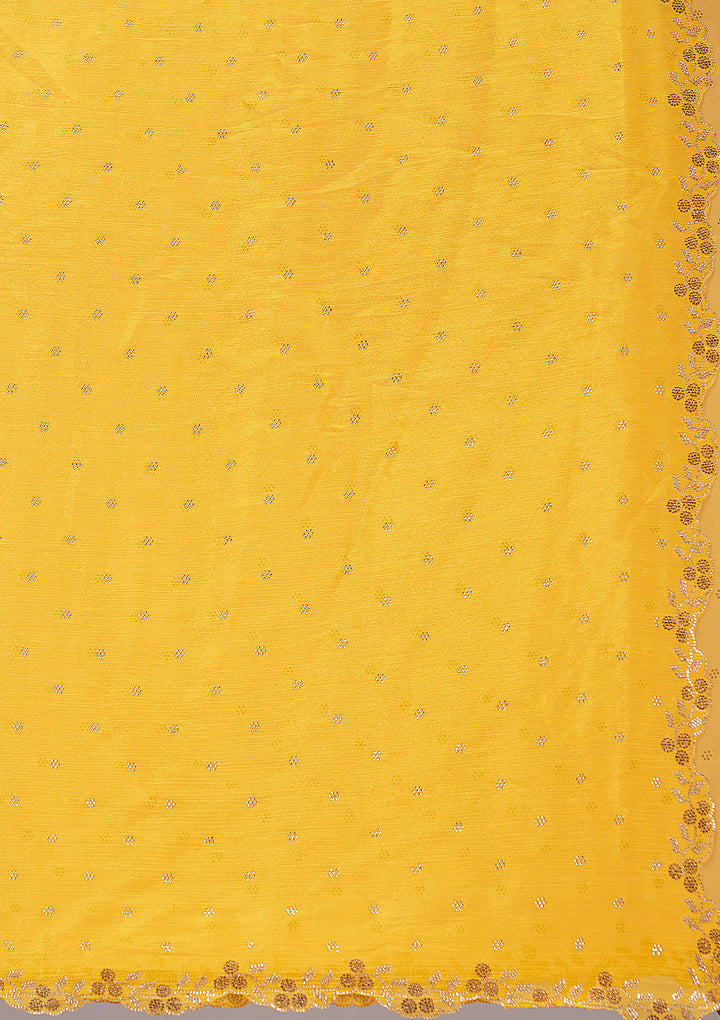 Mustard Stonework (Gold) Tissue Saree