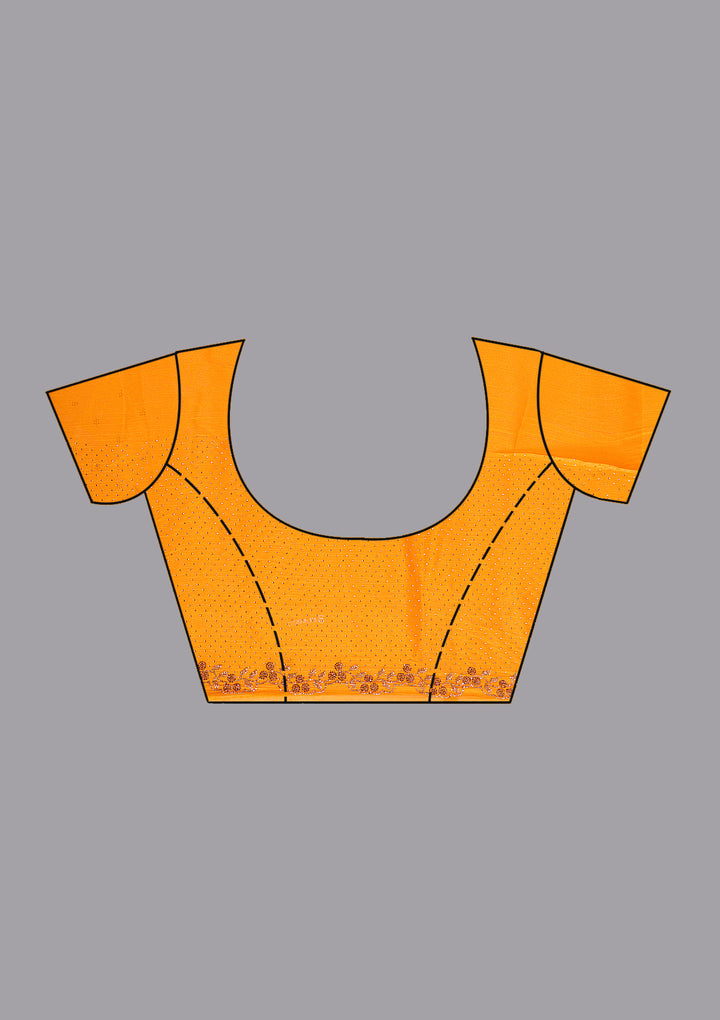 Mustard Stonework (Gold) Tissue Saree