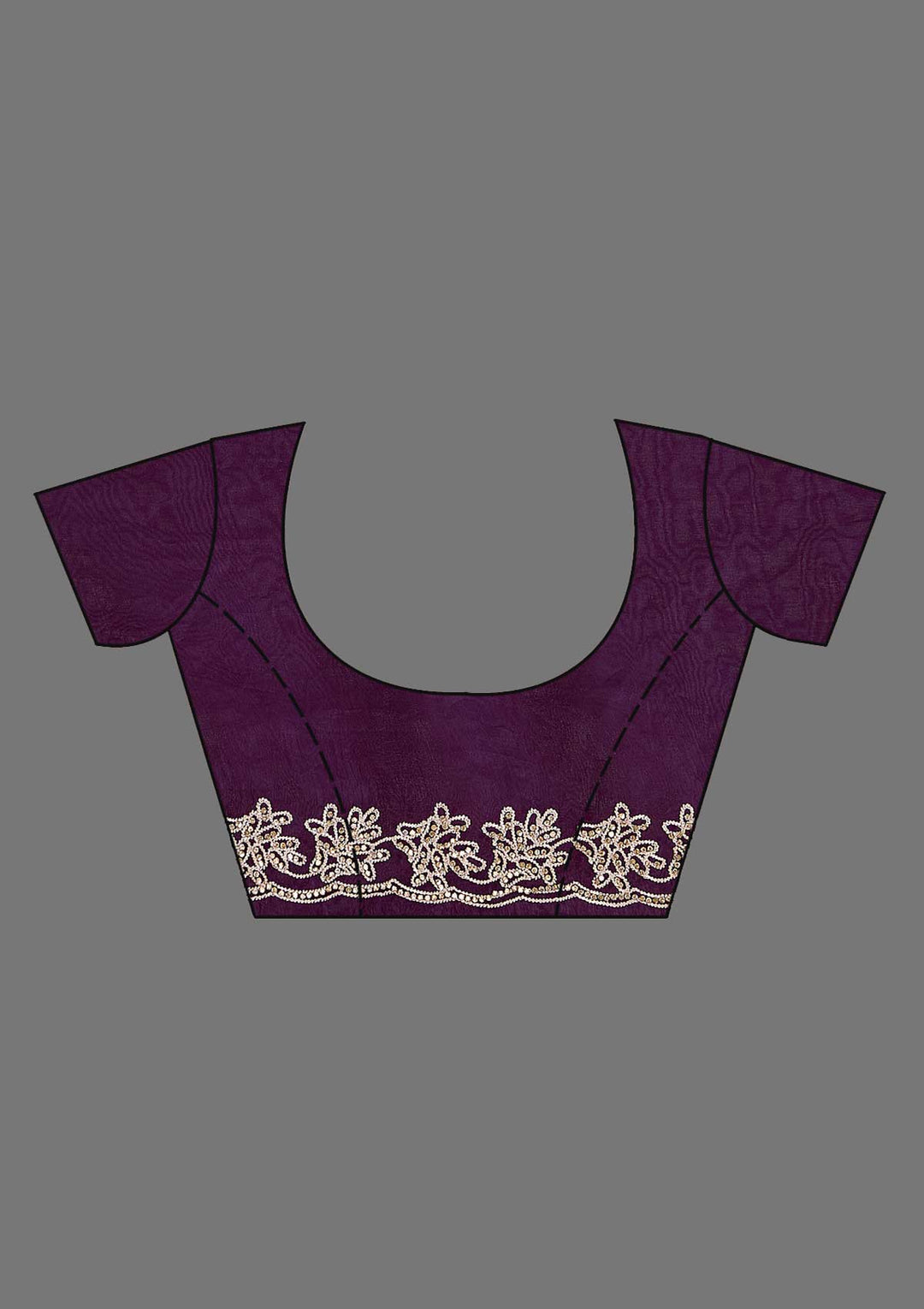 Purple Tissue Threadwork Saree With Matching Blouse Piece
