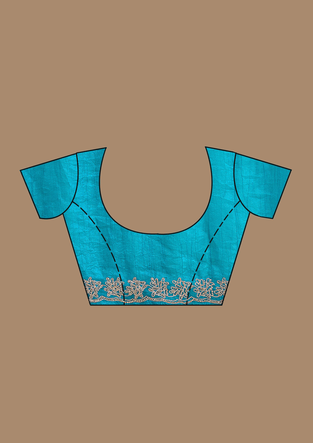Rama Green Tissue Threadwork Saree With Matching Blouse Piece