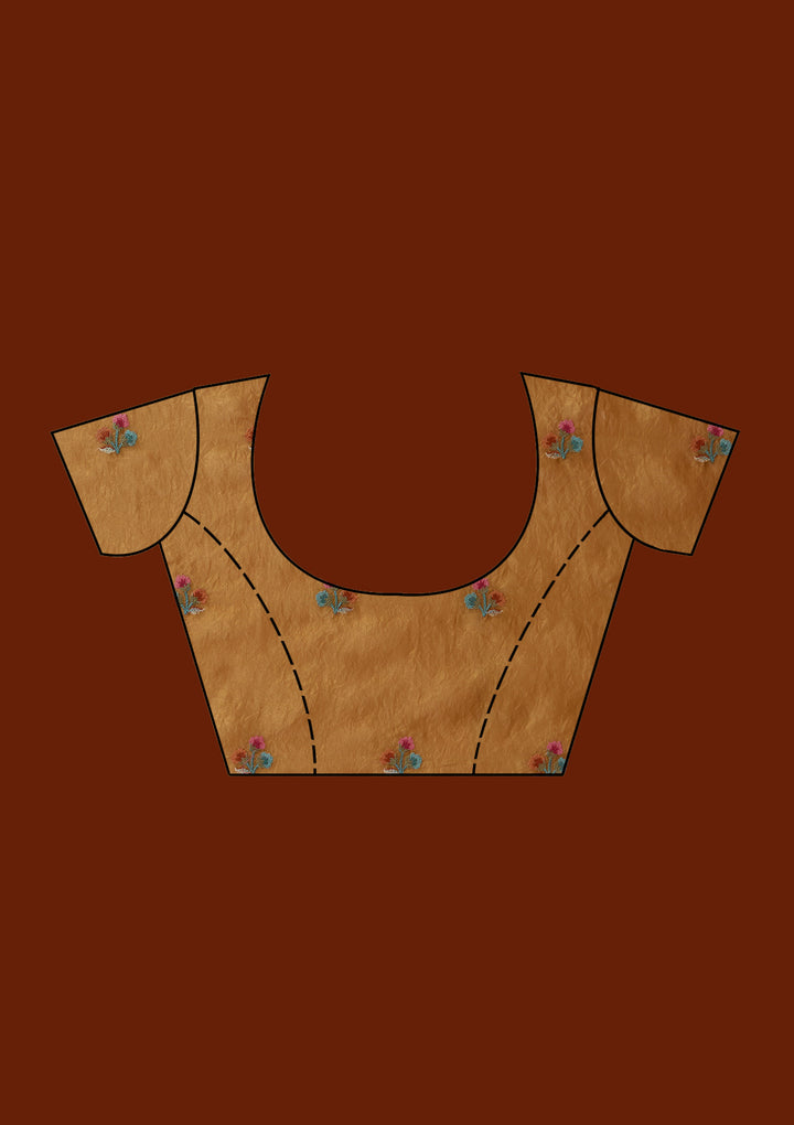 Mustard Threadwork Tissue Saree