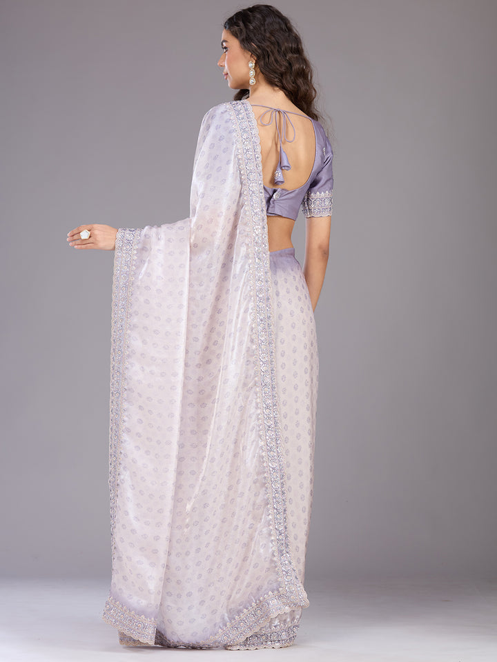 Lavender Sequins Tissue Saree