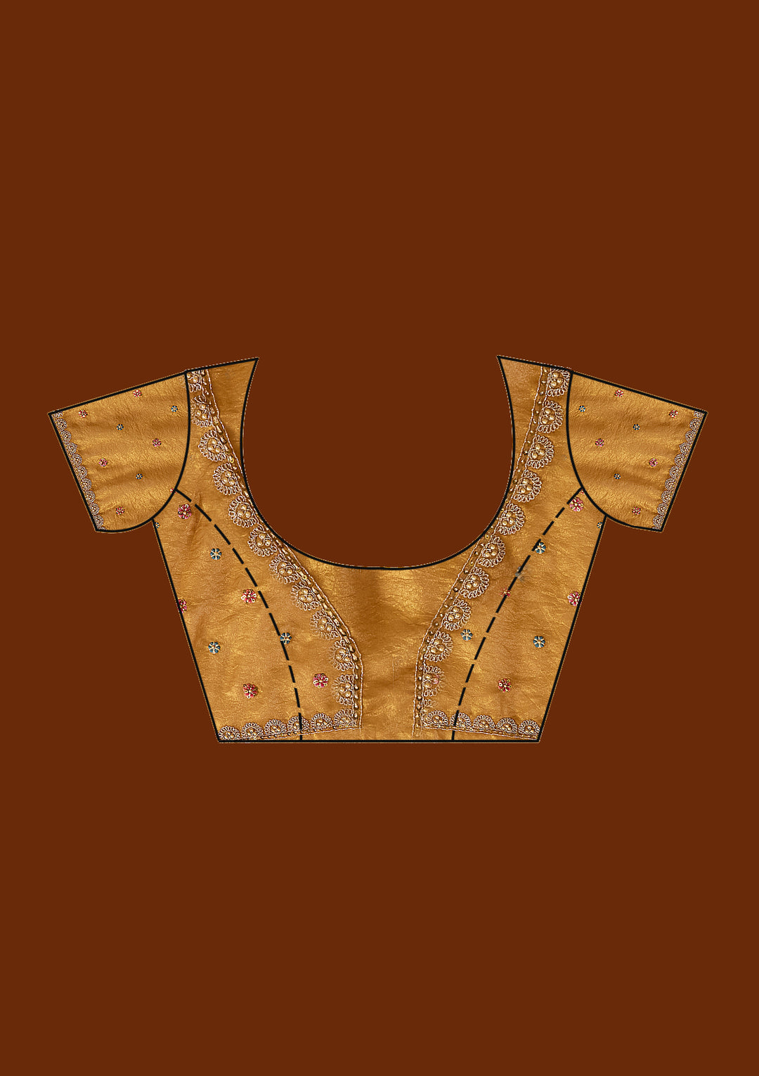 Mustard Threadwork Tissue Saree