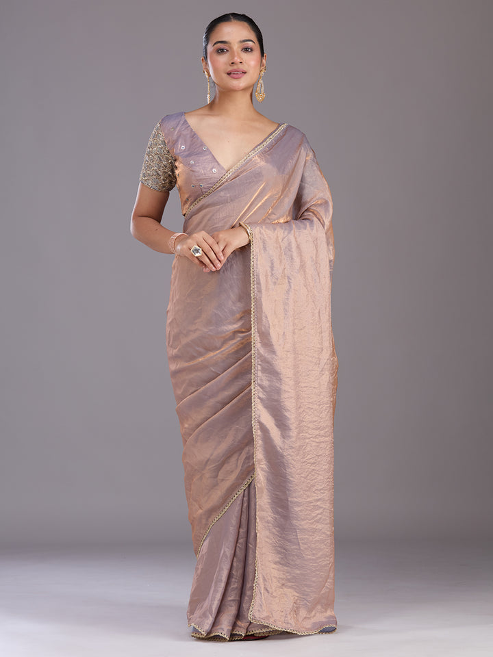 Grey Sequins Organza Saree