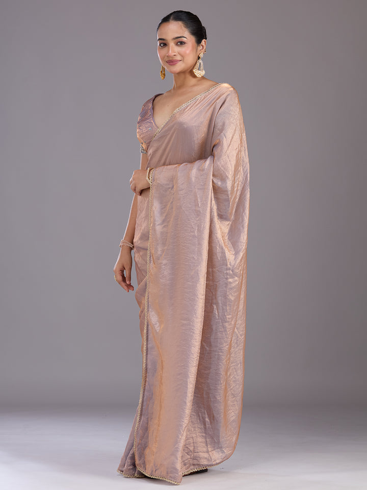 Grey Sequins Organza Saree