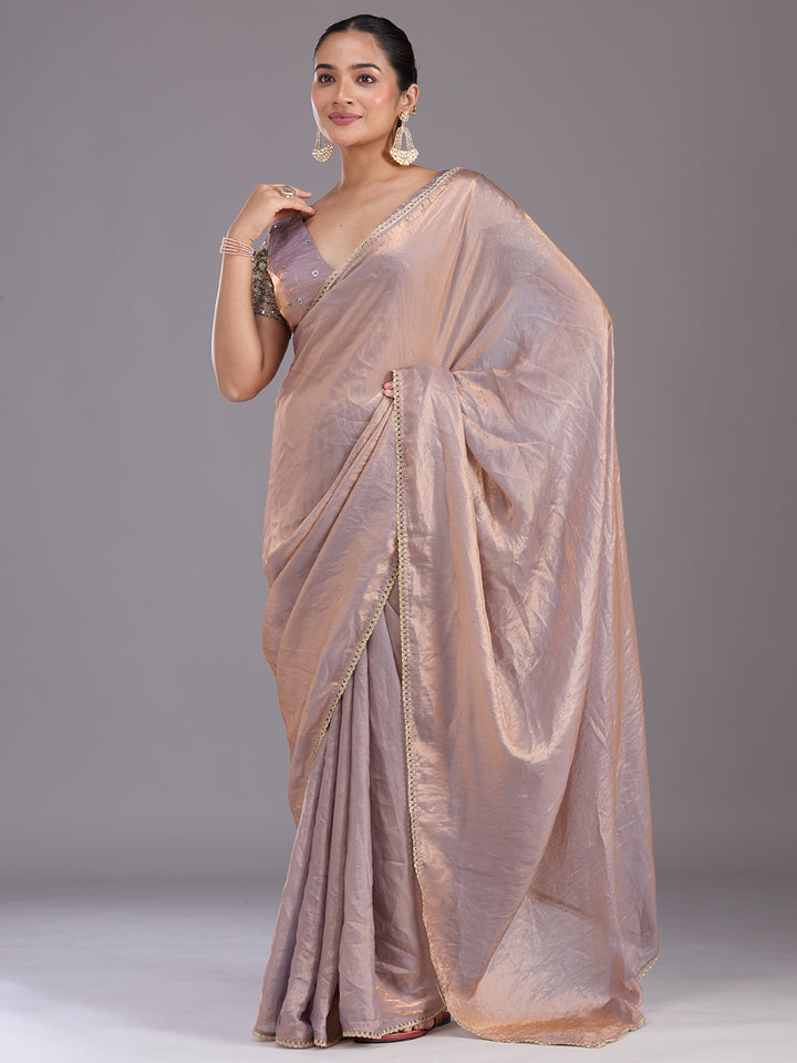 Grey Sequins Organza Saree