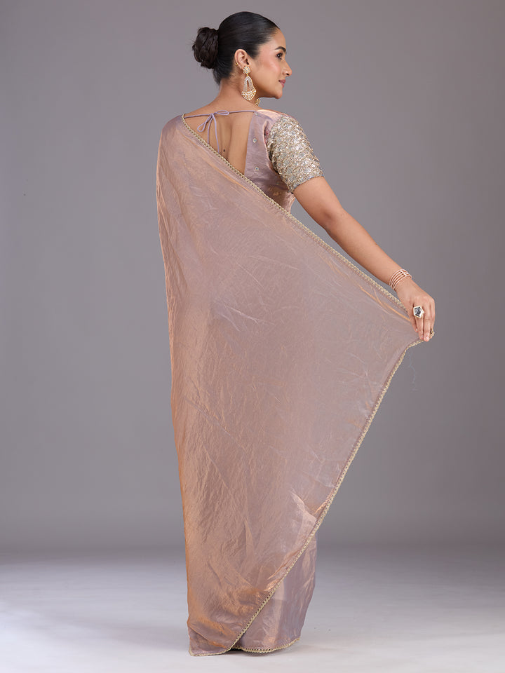 Grey Sequins Organza Saree