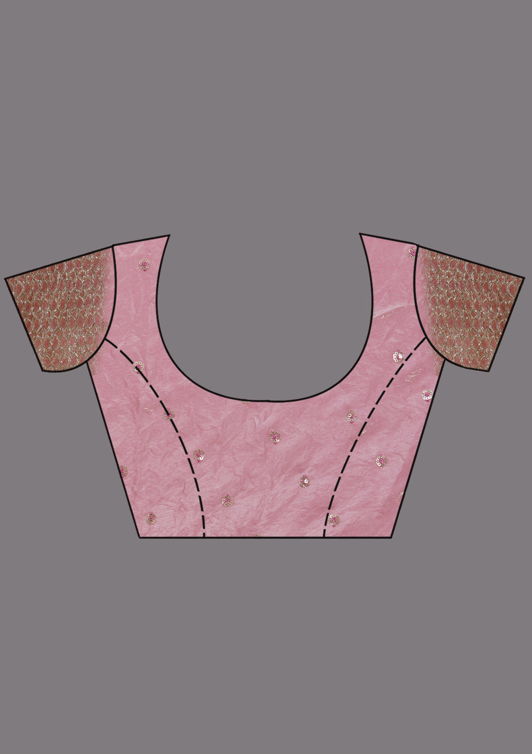 Onion Pink Organza Sequins Saree With Matching Blouse Piece