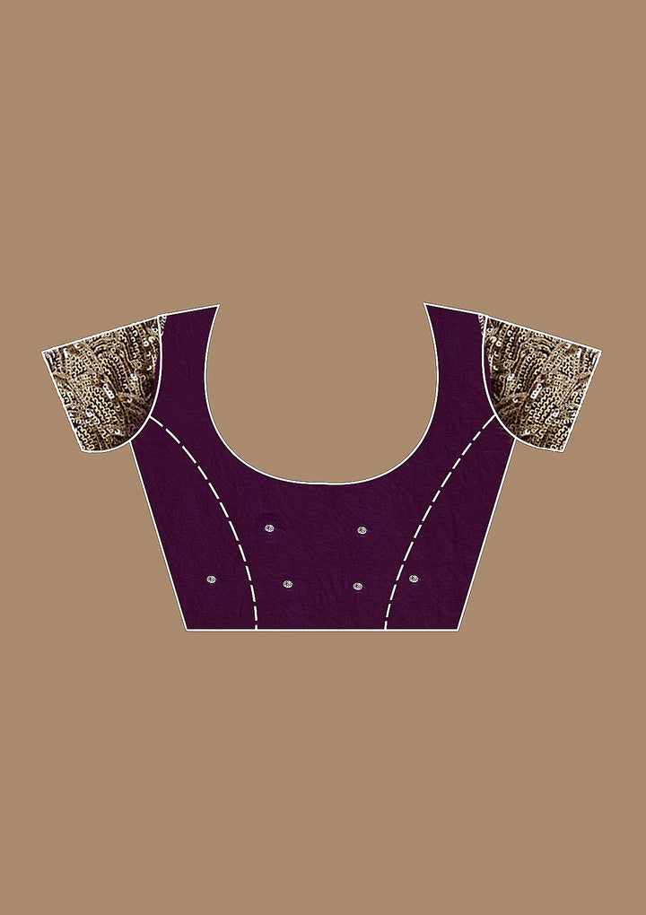 Purple Sequins Tissue Saree