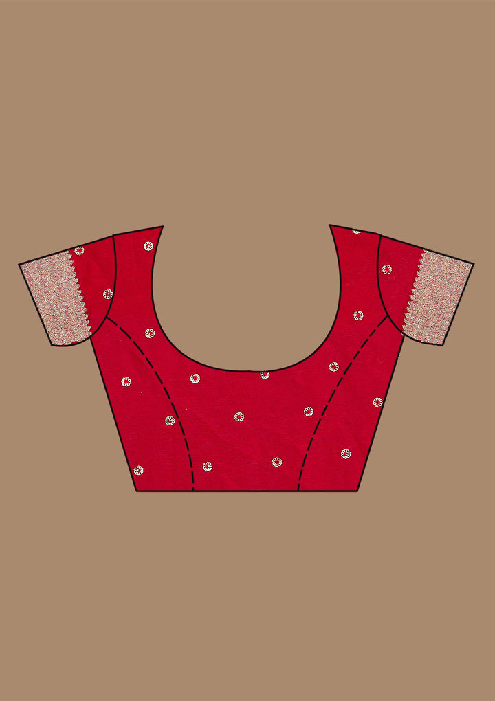 Red Sequins Tissue Saree