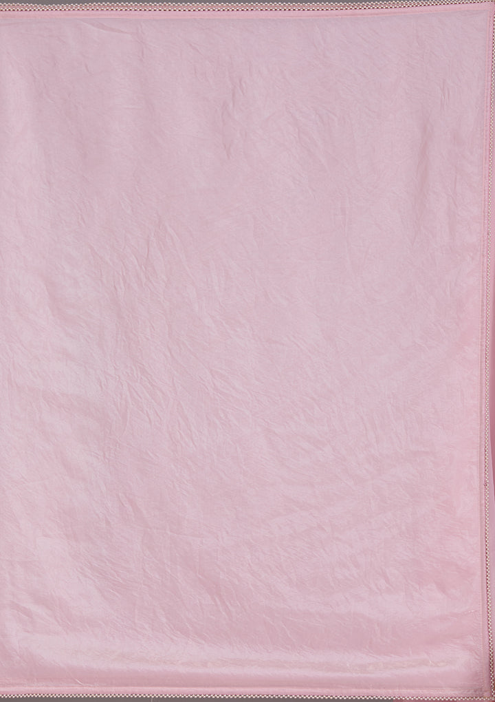 Baby Pink Pearlwork Tissue Saree