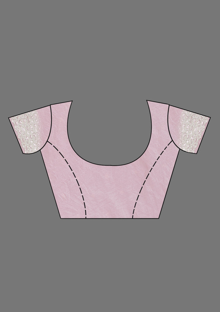 Baby Pink Pearlwork Tissue Saree