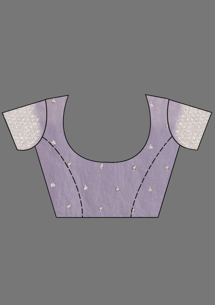 Lavender Pearlwork Tissue Saree