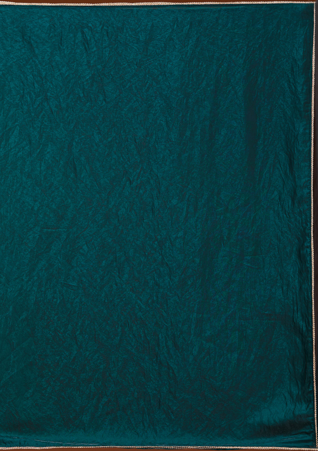 Bottle Green Sequins Tissue Saree