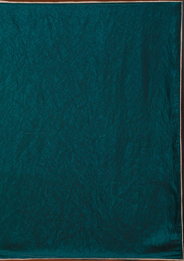 Bottle Green Sequins Tissue Saree