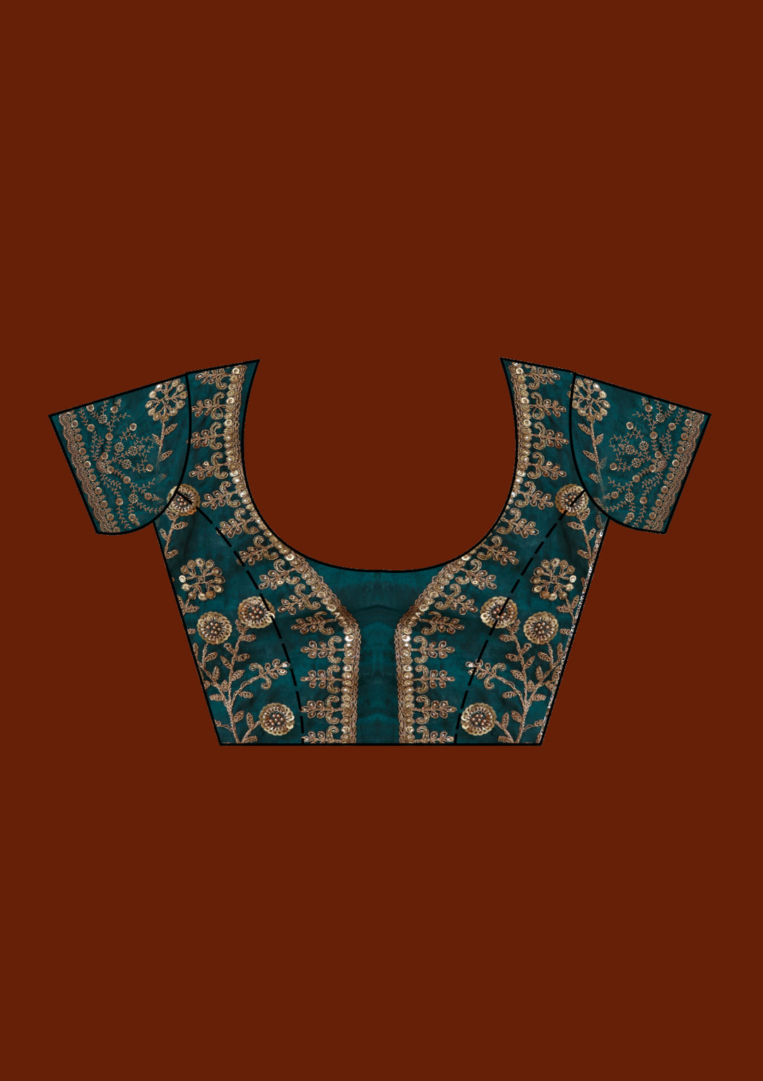 Bottle Green Sequins Tissue Saree