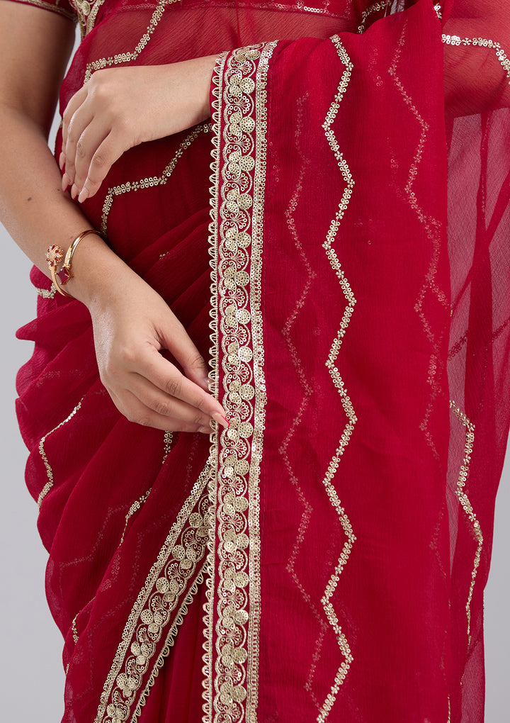 Rani Pink Sequins Georgette Saree