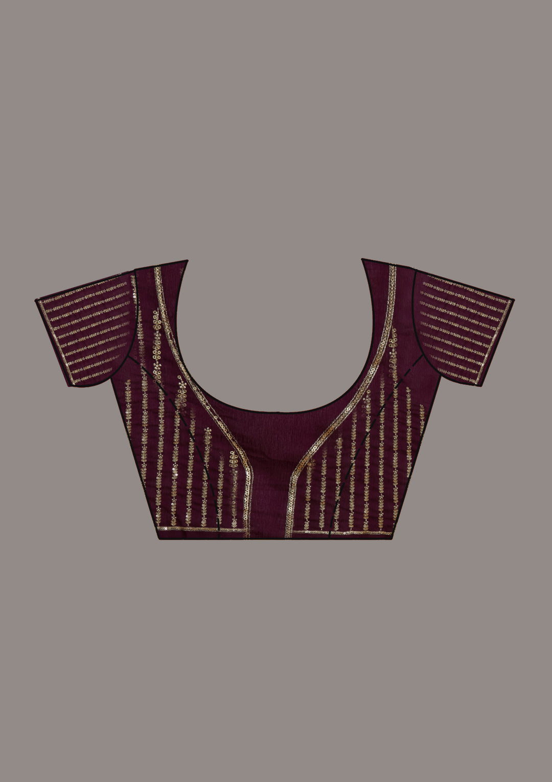 Wine Georgette Sequins Saree With Matching Blouse Piece