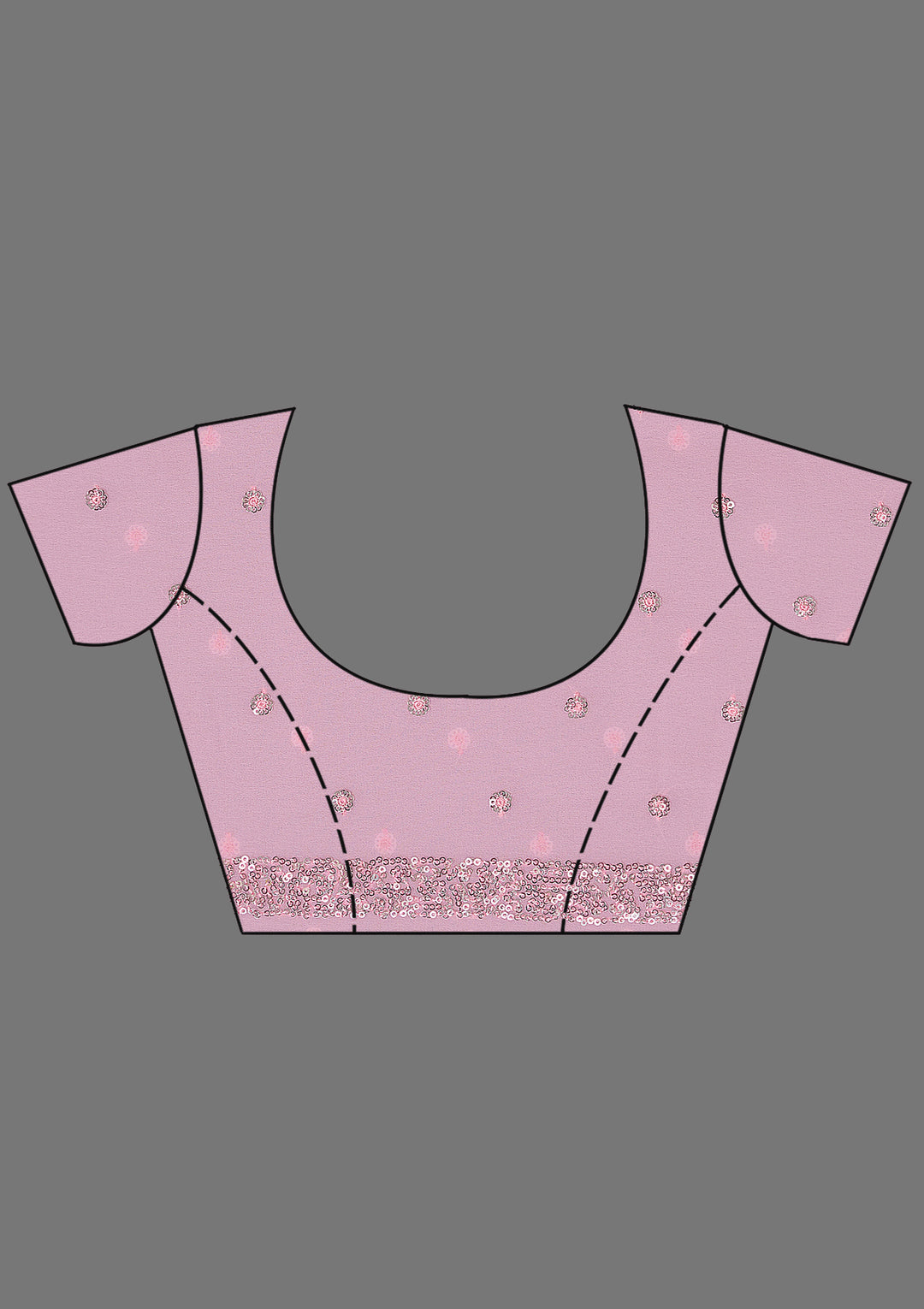 Baby Pink Georgette Sequins Saree With Matching Blouse Piece