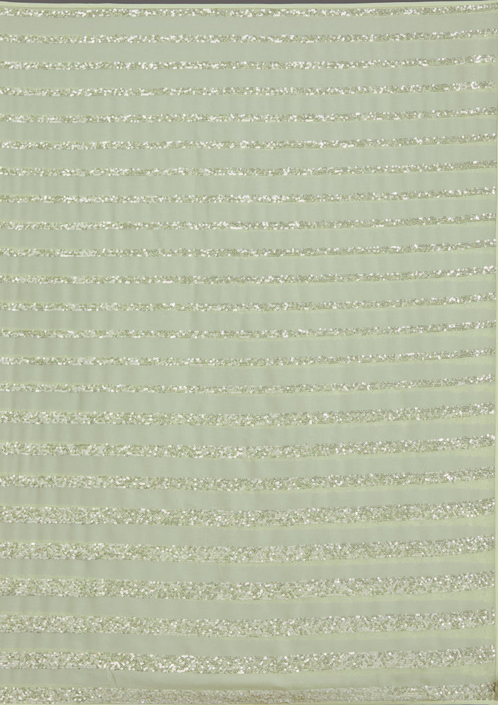 Pista Green Sequins Georgette Saree