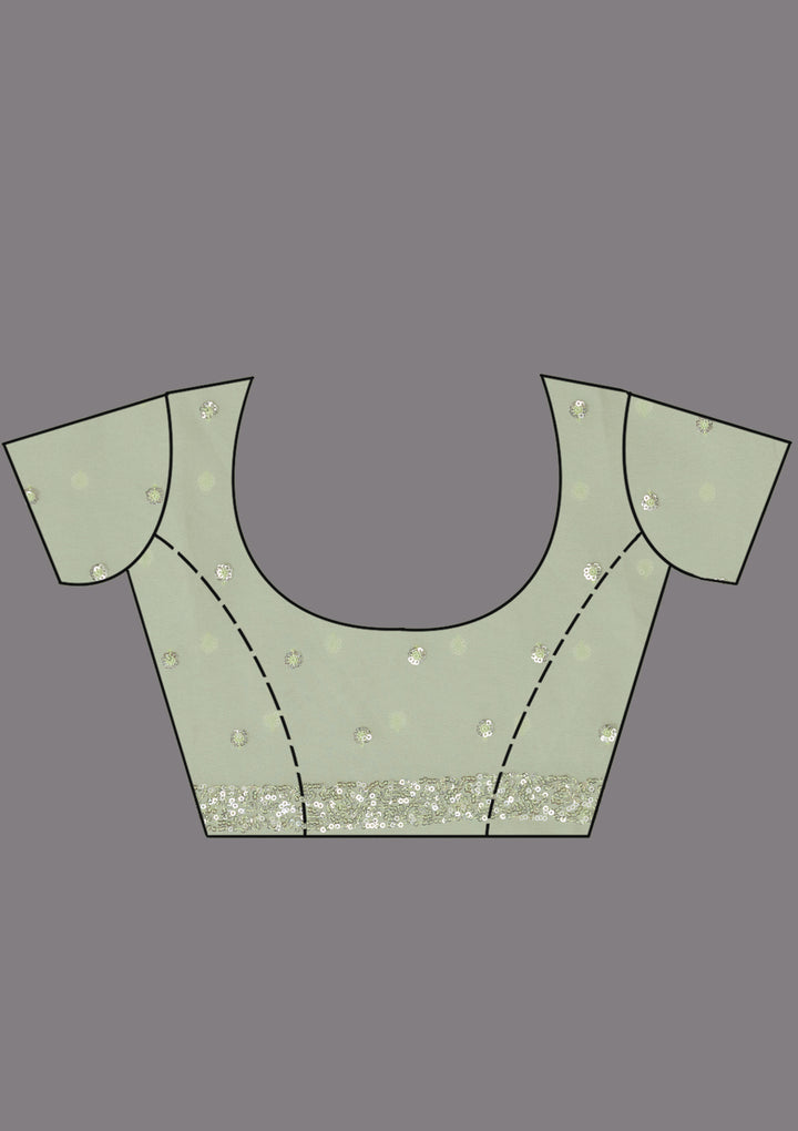 Pista Green Sequins Georgette Saree