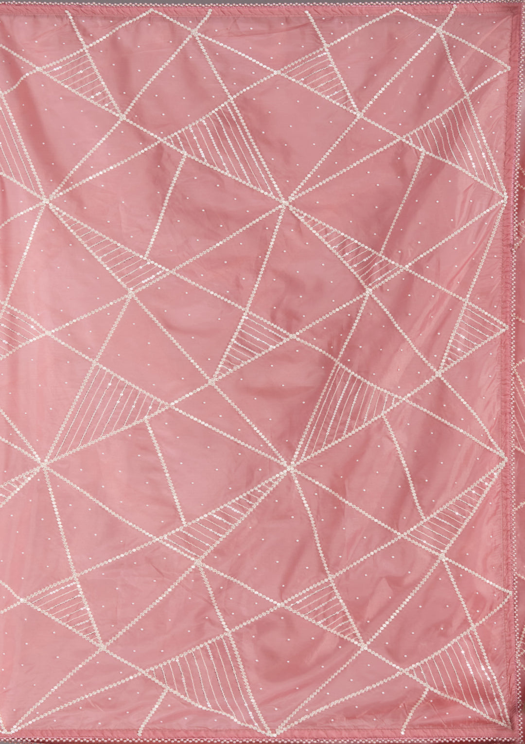Gajari Pink Pearlwork Tissue Saree