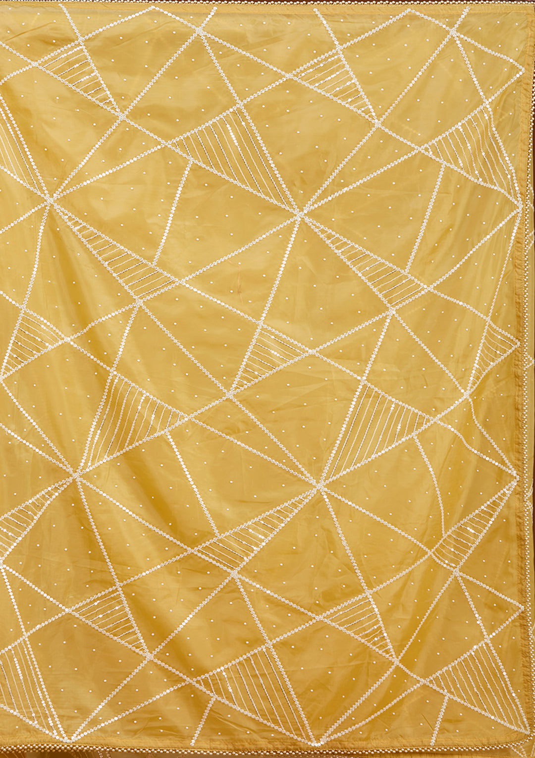 Yellow Pearlwork Tissue Saree