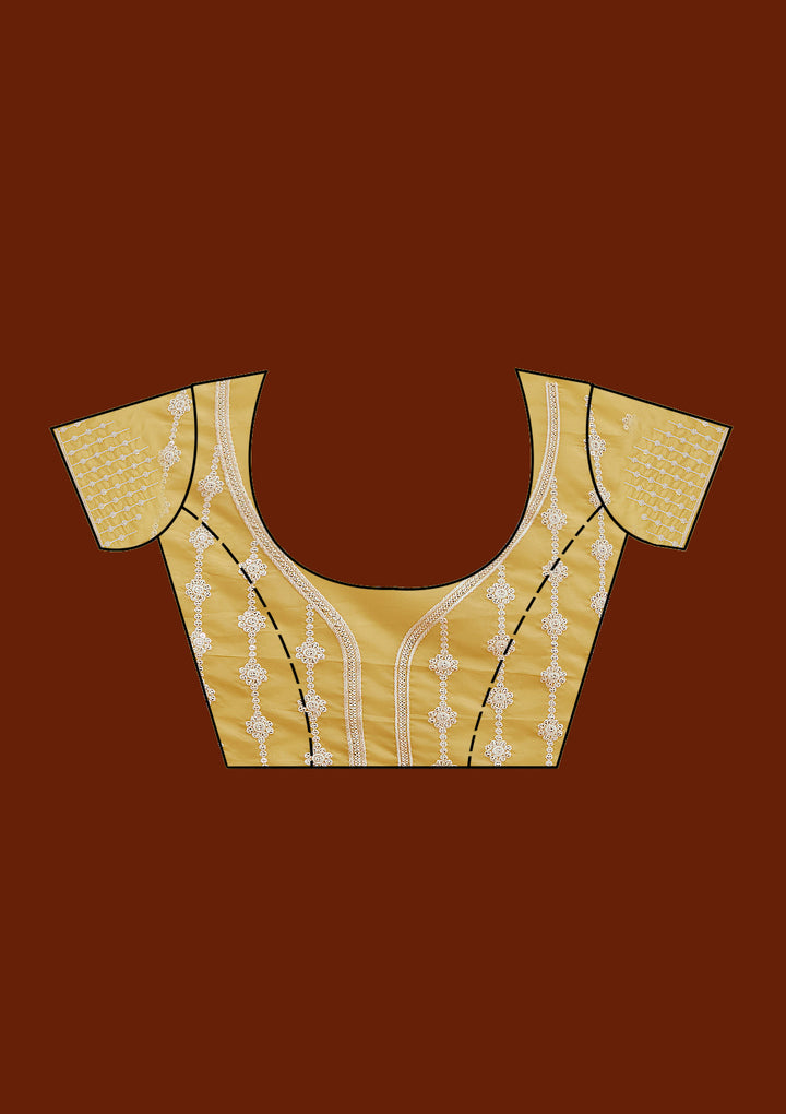 Yellow Pearlwork Tissue Saree