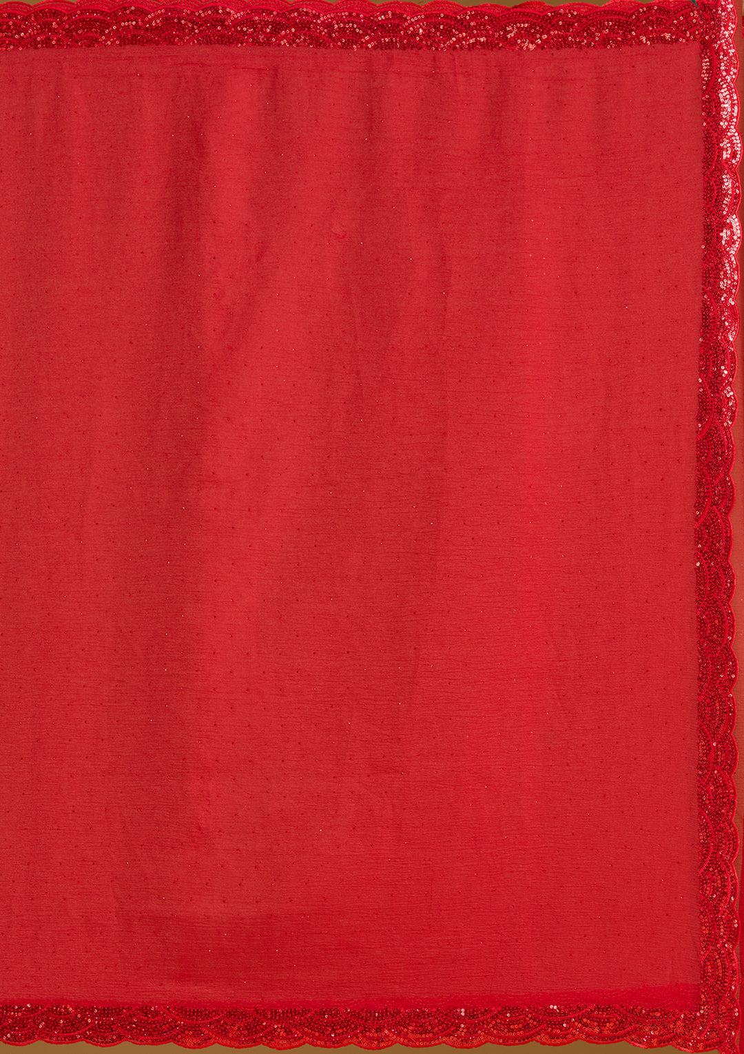 Red Sequins Chiffon Saree