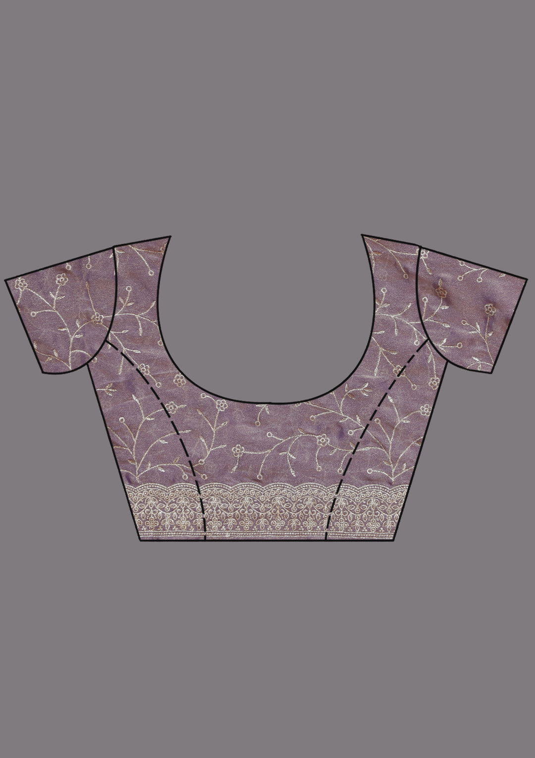 Lavender Tissue Silver Zariwork Saree With Matching Blouse Piece