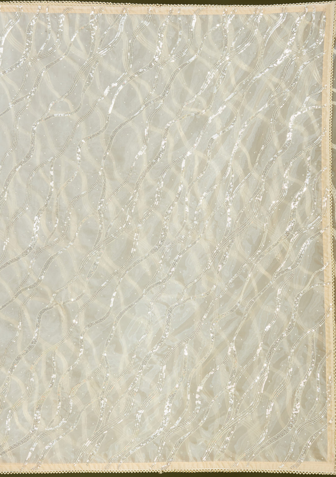 Off White Sequins Net Saree