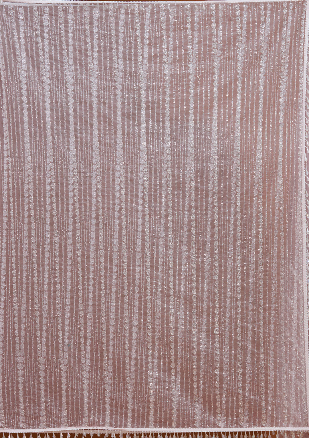 Baby Pink Sequins Net Saree