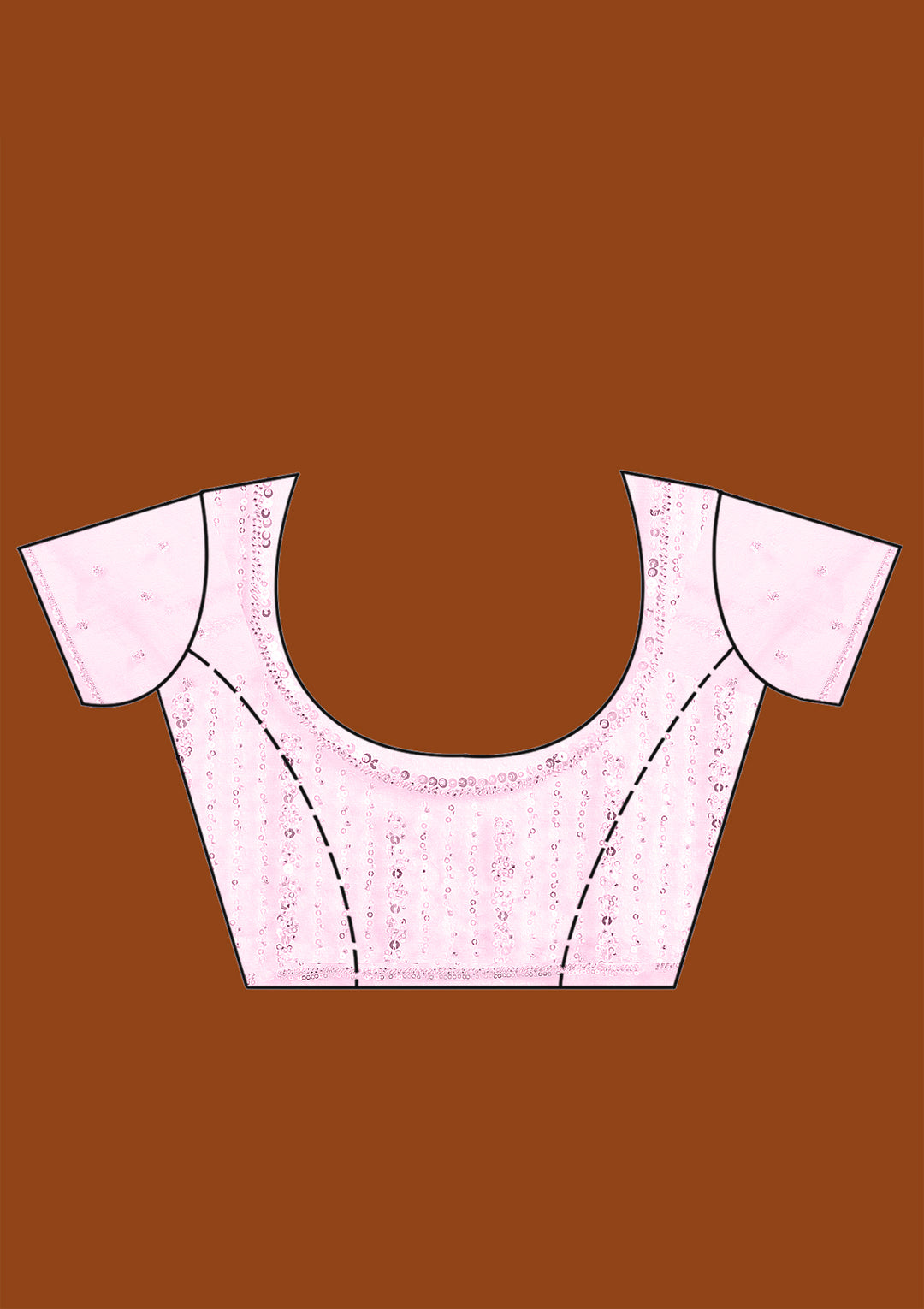 Baby Pink Sequins Net Saree