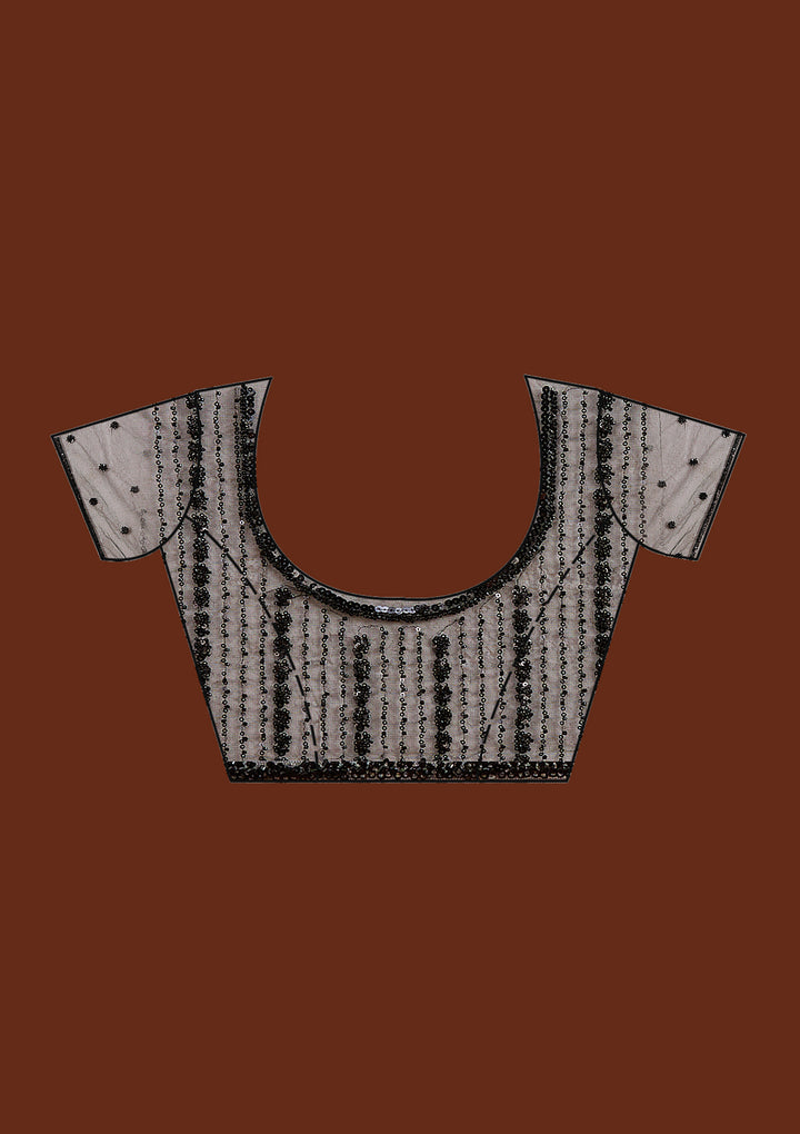 Black Sequins Net Saree